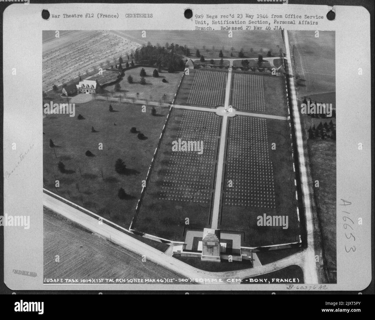 Cimitero della Somme dove i Soliders americani sono sepolti a Bony, Francia. Foto Stock