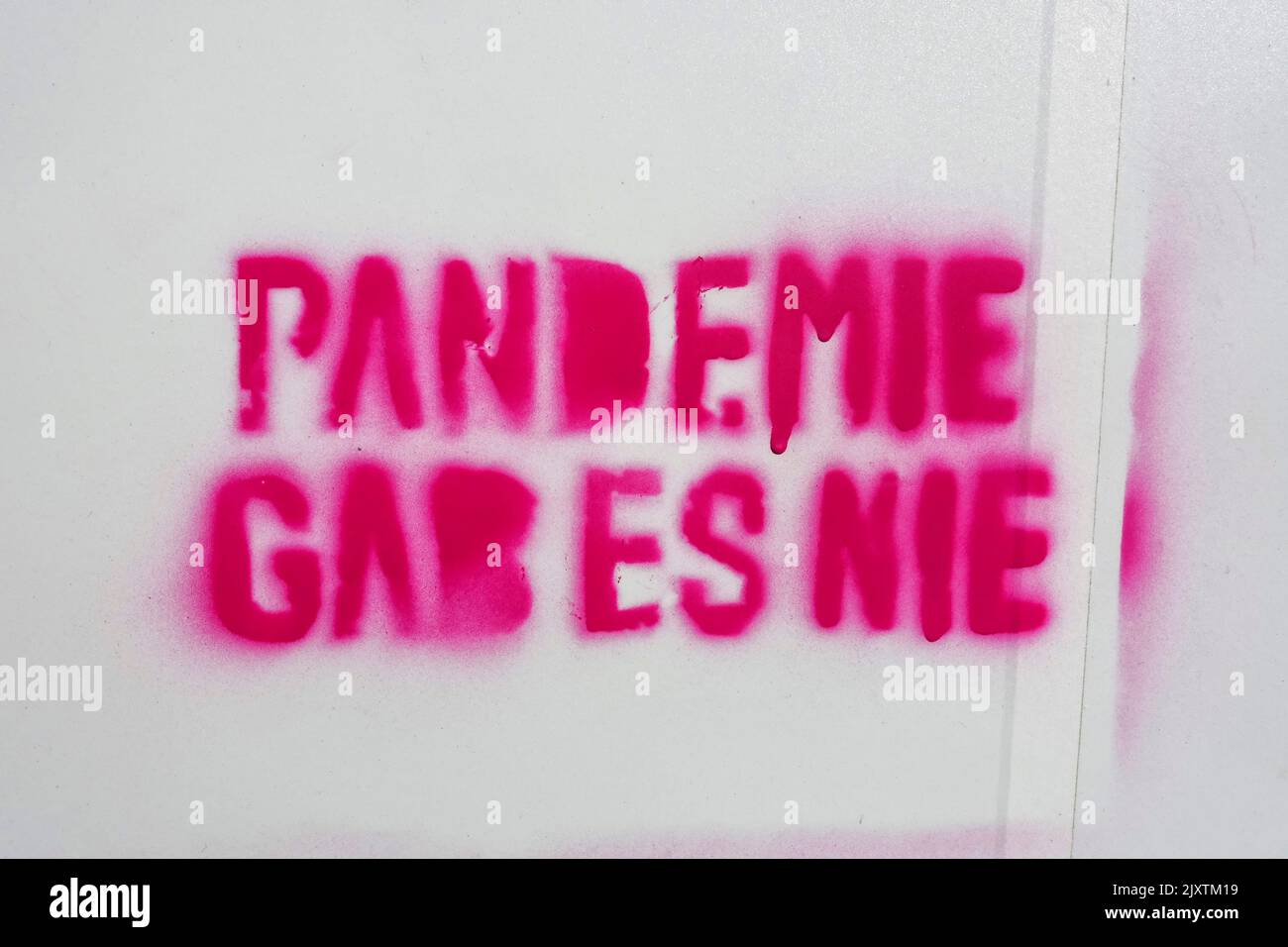 Stencil, Pandemic non è mai accaduto, Berlino, Germania Foto Stock