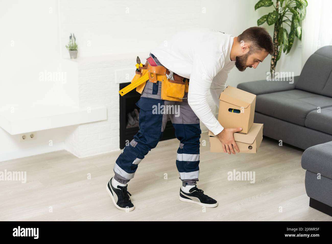 consegna pacchi con una buona profondità di campo. Foto Stock