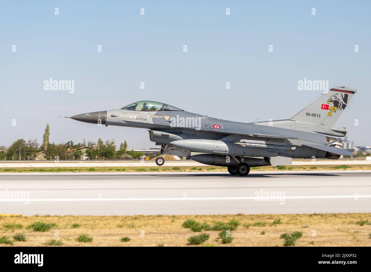 Konya, Turchia - 07 01 2021: Anatolian Eagle Air Force esercizio 2021 F16 Fighter Jet n posizione decollo in Turchia Foto Stock