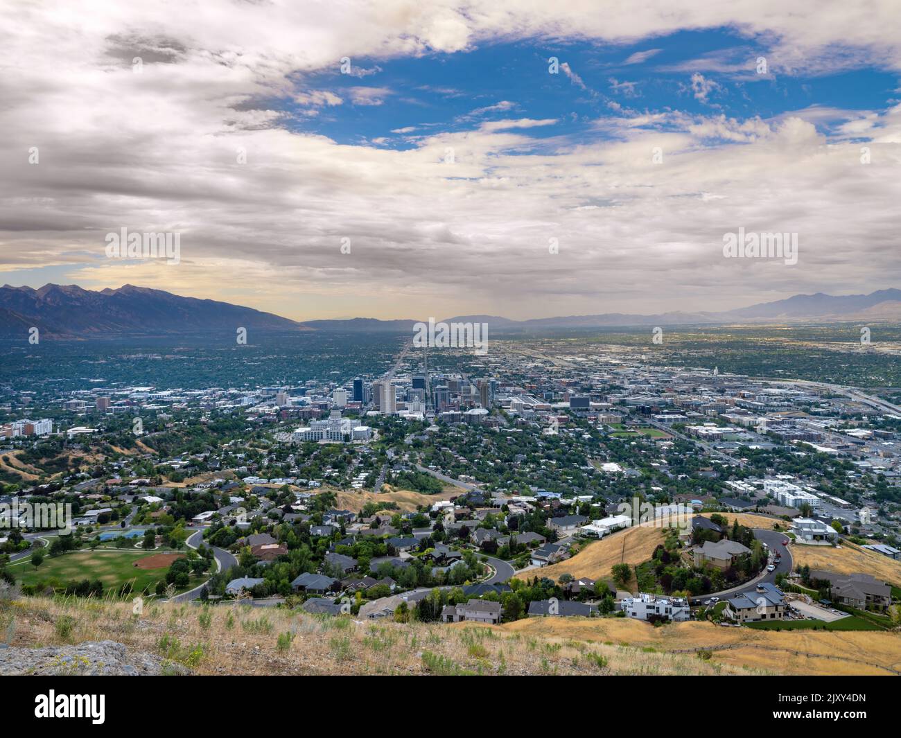 Ampia vista di Salt Lake City, Utah, USA Foto Stock