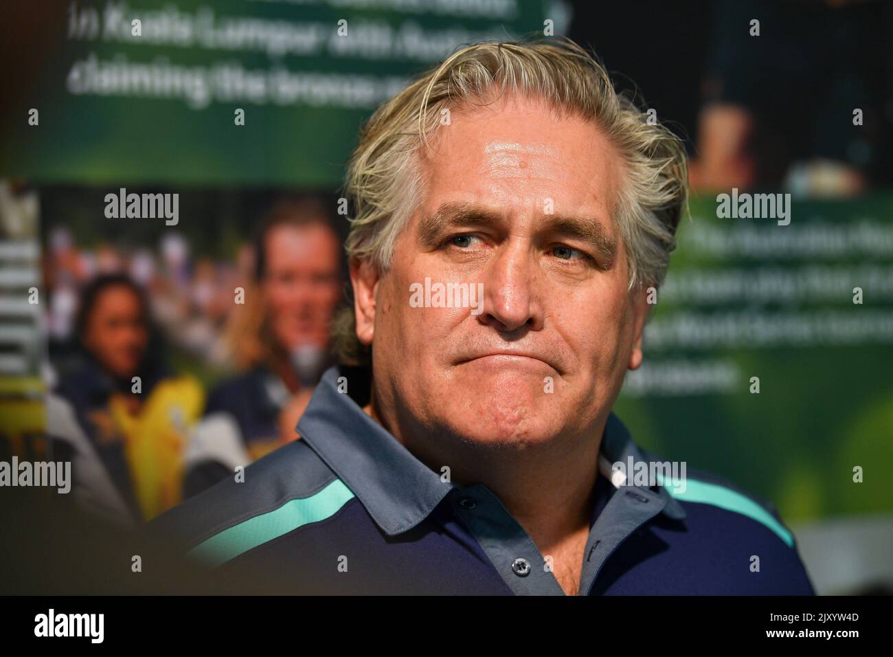 Il nuovo direttore del rugby Scott Johnson di Rugby Australia parla ai  media durante una conferenza stampa a Sydney, venerdì 29 marzo 2019.  (Immagine AAP/Paul Braven Foto stock - Alamy