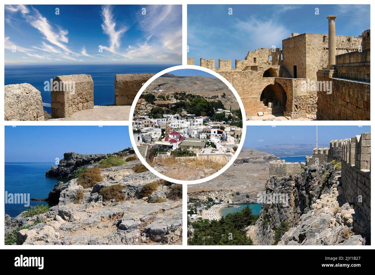 L'isola di Rodi ln Grecia, con il suo mare cristallino e i suoi siti archeologici è una delle più importanti destinazioni turistiche europee Foto Stock
