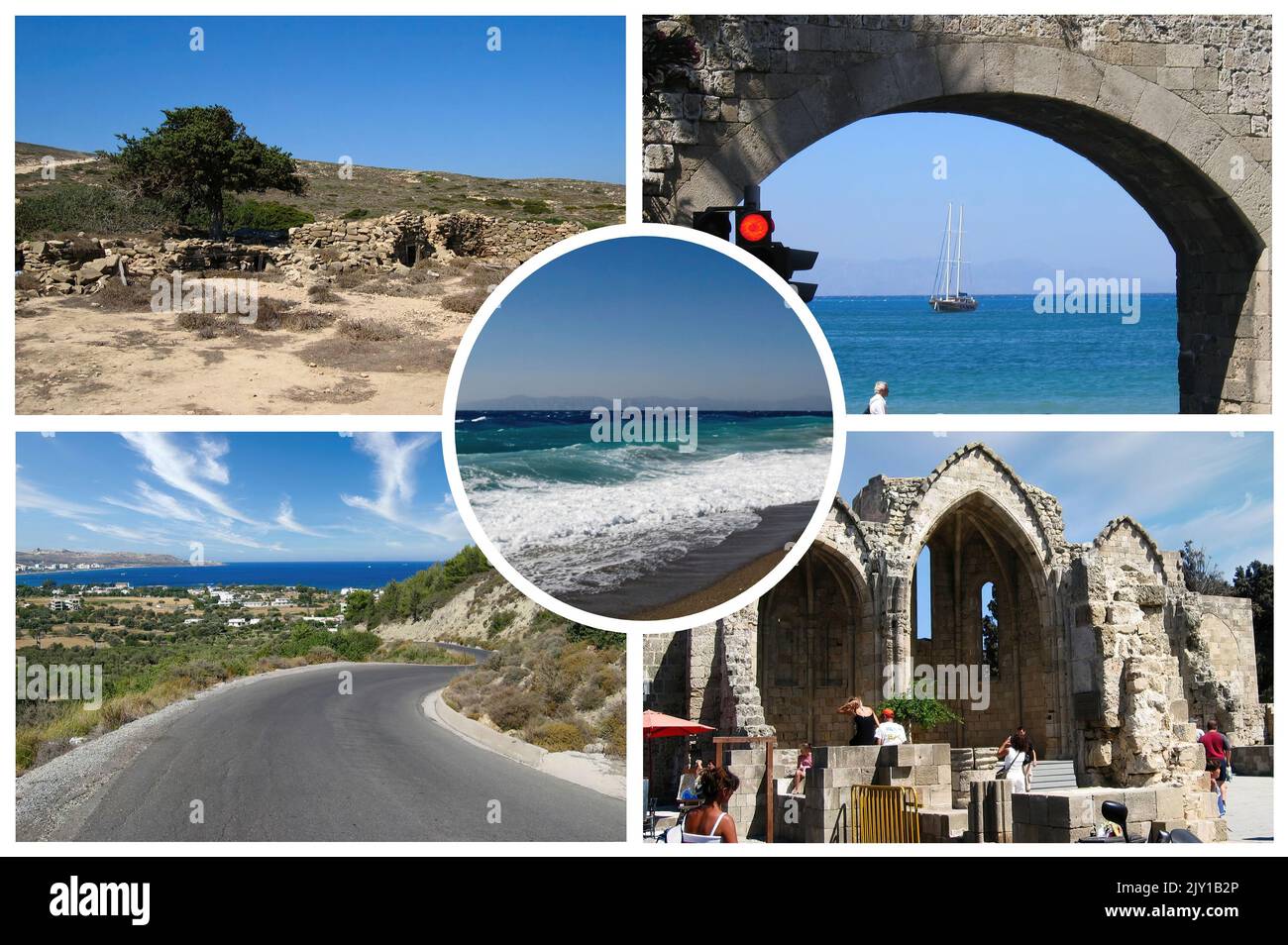 L'isola di Rodi ln Grecia, con il suo mare cristallino e i suoi siti archeologici è una delle più importanti destinazioni turistiche europee Foto Stock
