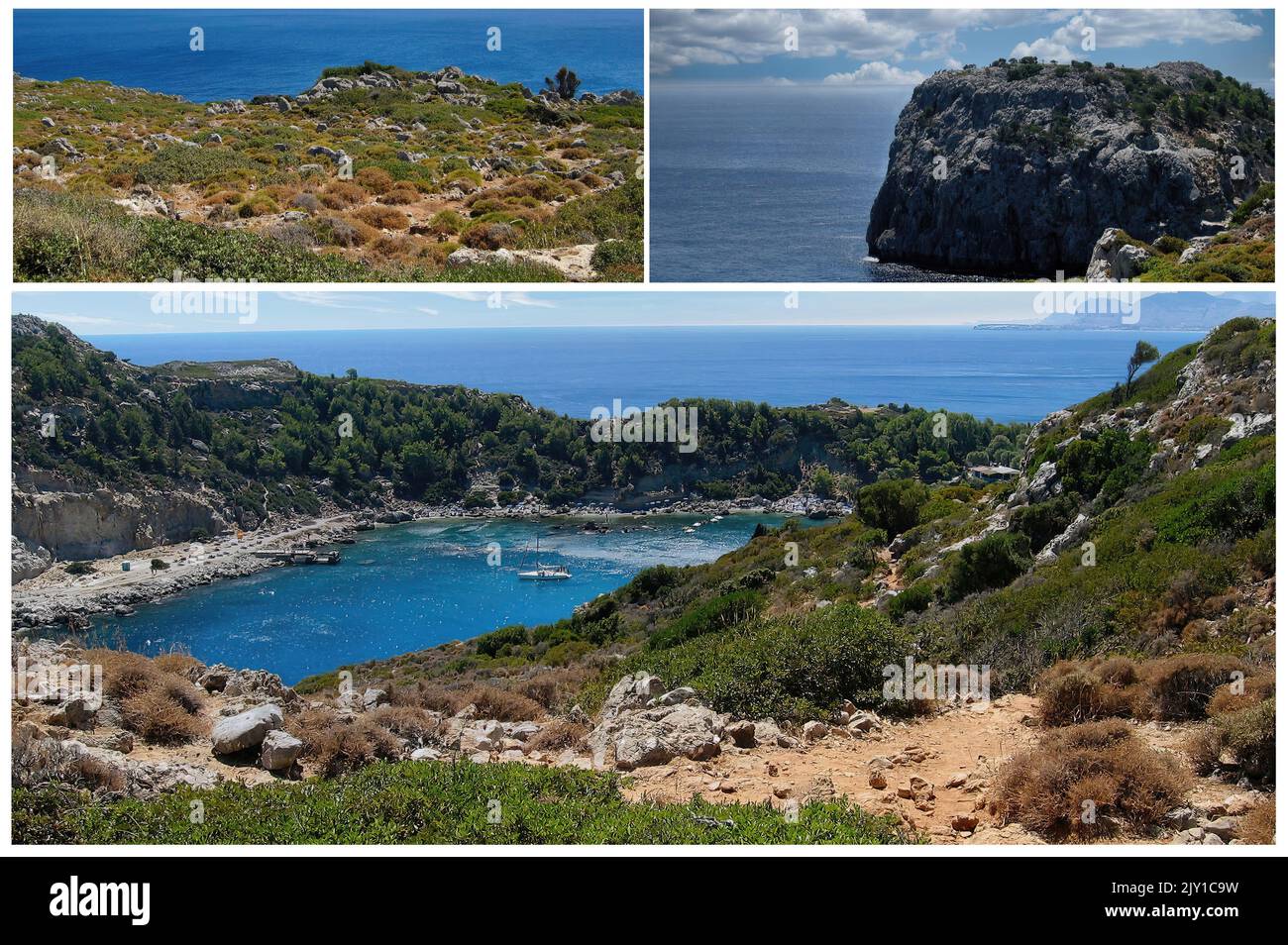 L'isola di Rodi ln Grecia, con il suo mare cristallino e i suoi siti archeologici è una delle più importanti destinazioni turistiche europee Foto Stock