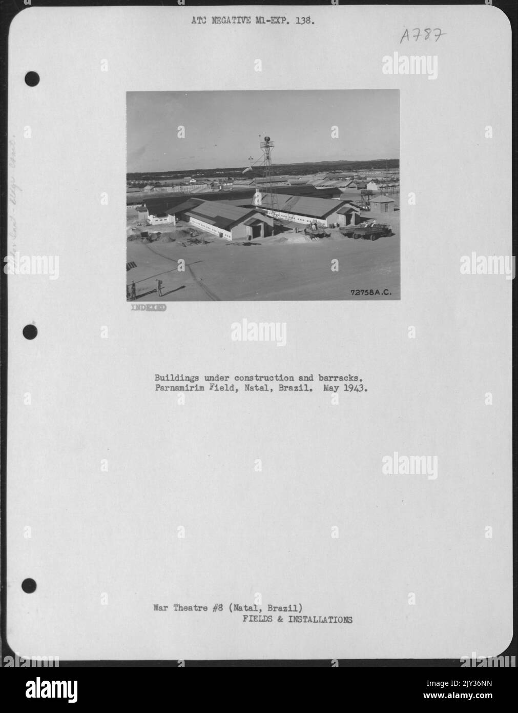Edifici in costruzione e caserme. Parnamirim Field, Natal, Brasile. Maggio 1943. Foto Stock