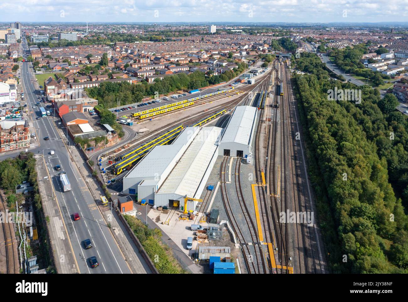 Stadlers Nuova classe 777 presso il deposito Stadlers Merseyrail presso il deposito ferroviario di Kirkdale. 5th settembre 2022. Foto Stock