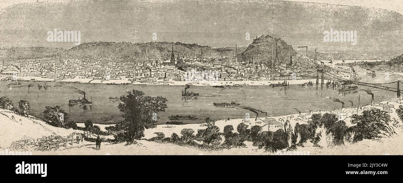 La città di Cincinnati, Ohio, 1862 Foto Stock