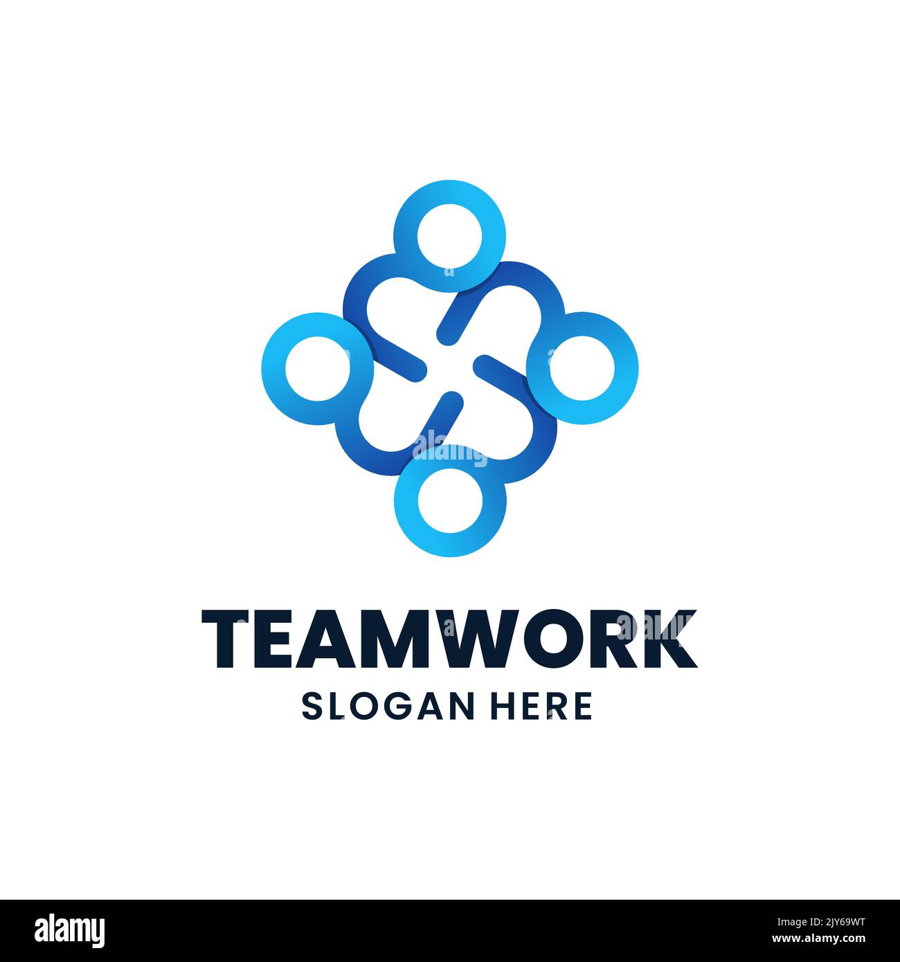 Modello di logo per il lavoro di squadra. Il logo creativo della gente sociale, la connessione, la collaborazione, l'unità, ecc. Illustrazione Vettoriale
