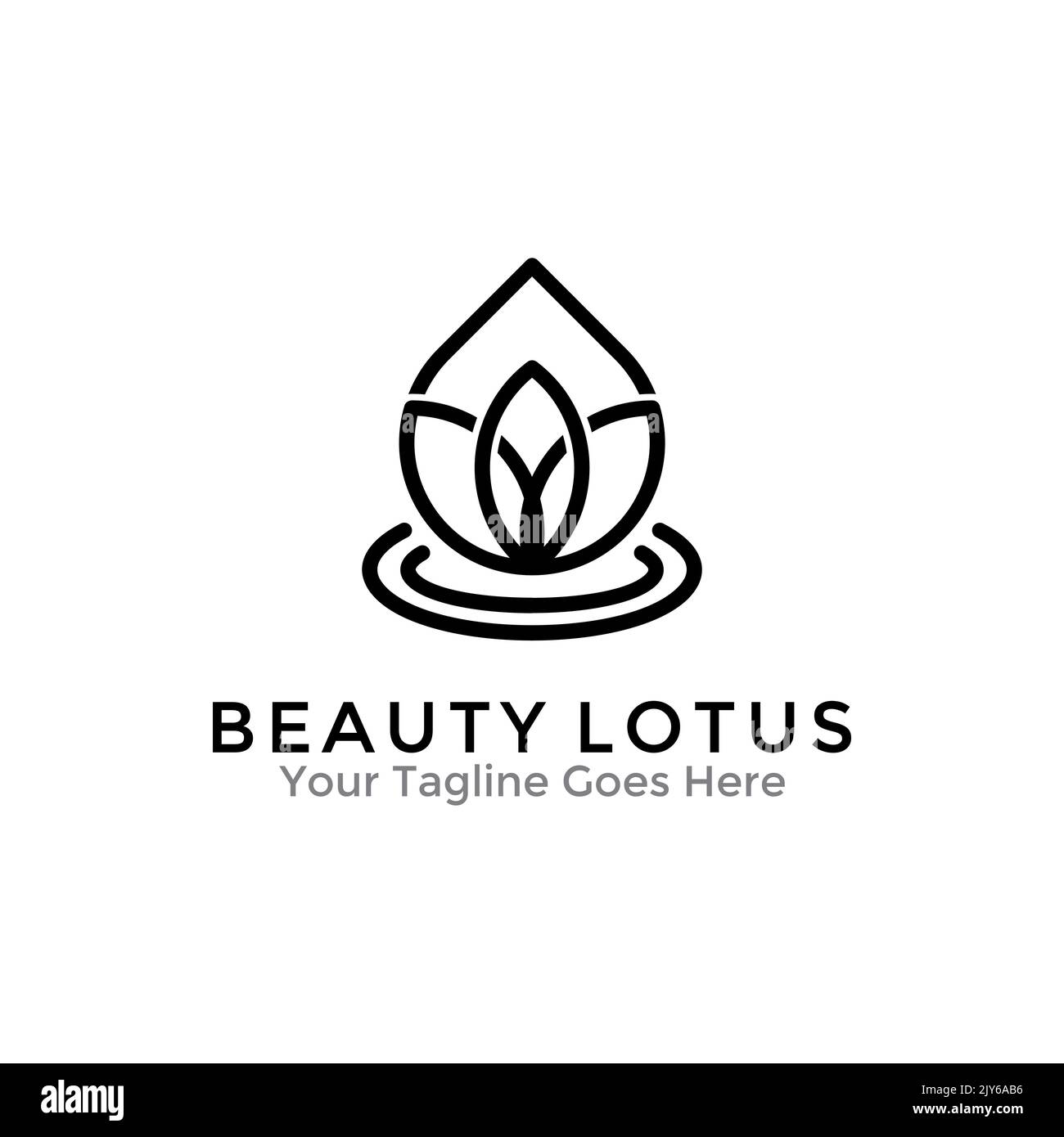 Modello di disegno del marchio del fiore del loto di bellezza. Illustrazione vettoriale. Illustrazione Vettoriale