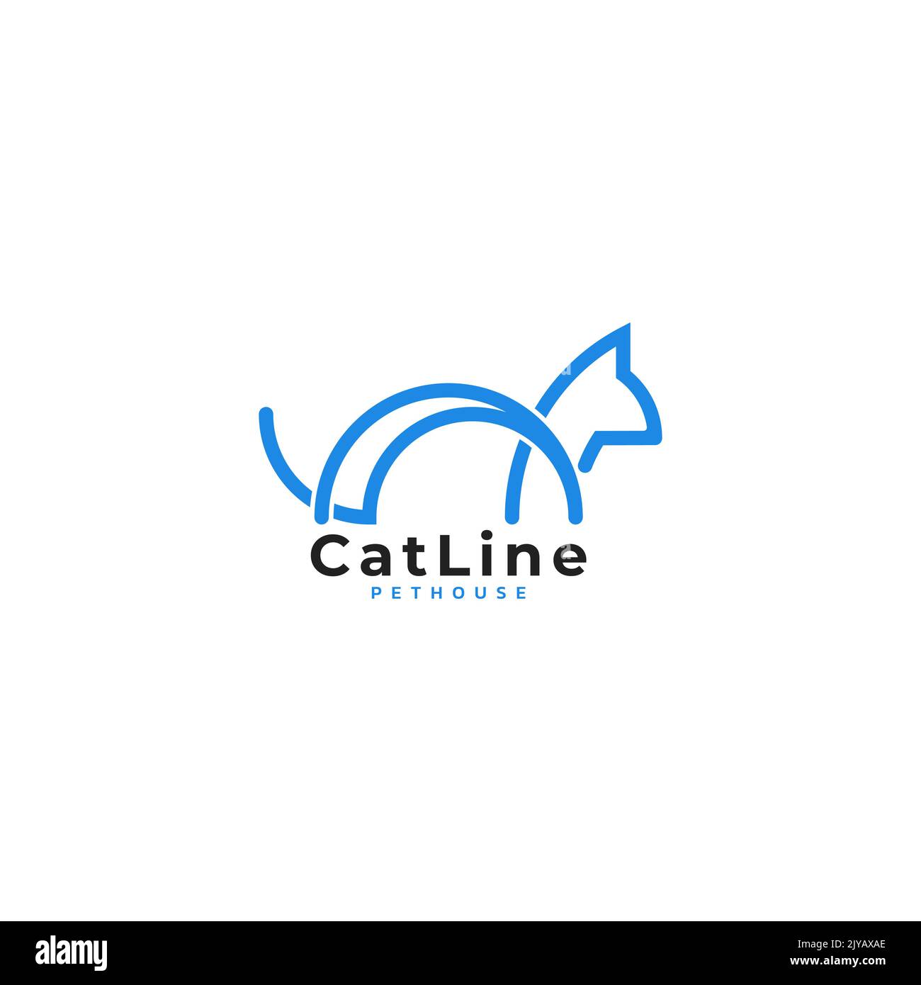 Semplice linea arte forma gatto logo design. Logo PET. Formato vettoriale. Illustrazione Vettoriale