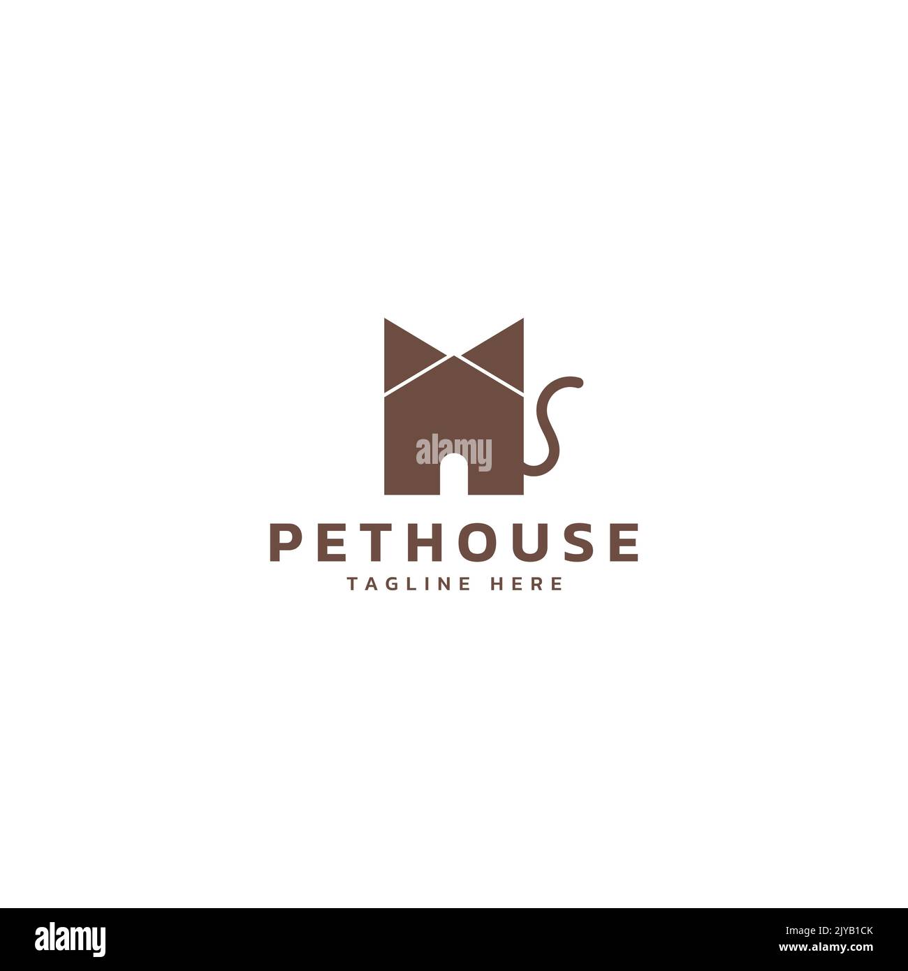 Semplice design astratto di casa e gatto logo. PET house logo. Formati vettoriali. Illustrazione Vettoriale