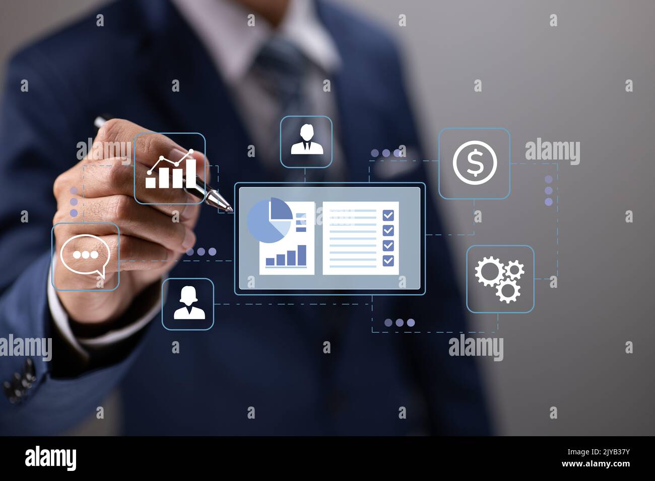 Gestione dei rapporti con i clienti. L'idea di Customer Relationship Management (CRM), il sistema contabile, i clienti e le trattative di supporto. Foto Stock
