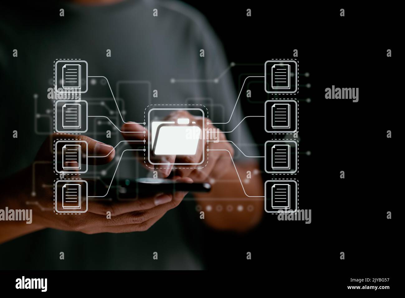 Document Management System (DMS), database di documentazione online e automazione dei processi per ERP. IT aziendale. Foto Stock