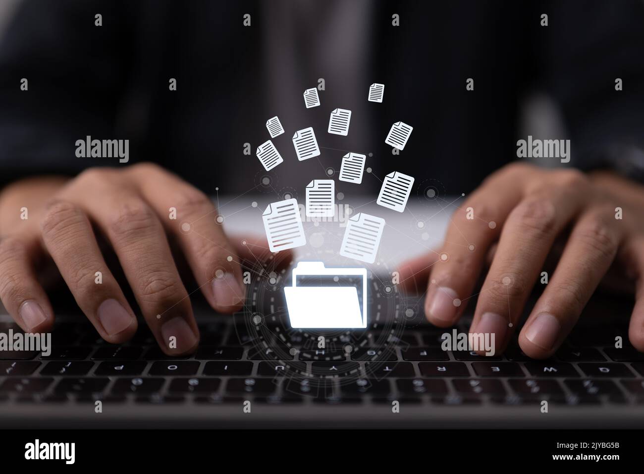 Il flusso dei documenti aziendali e la transizione senza carta. E-documenti, meno burocrazia Foto Stock