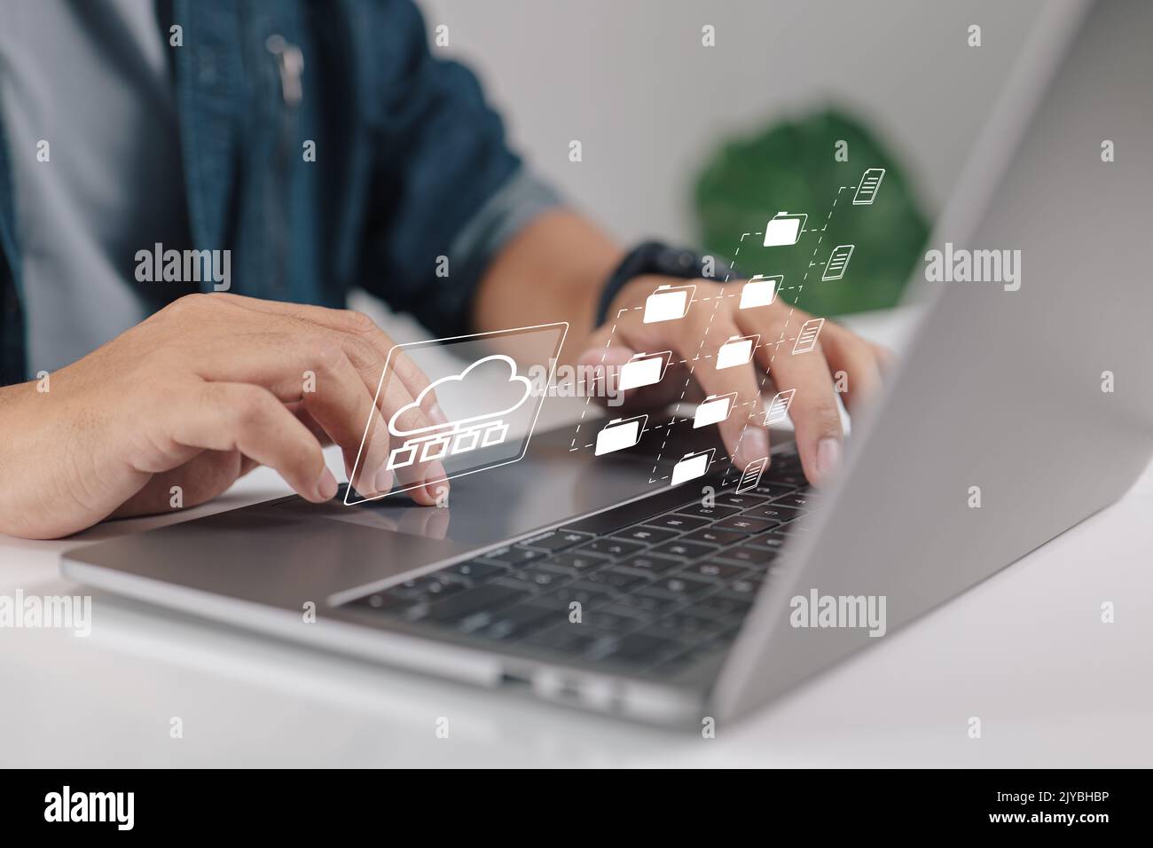 Sistema per la gestione dei documenti (DMS) programma che gestisce e archivia automaticamente i file di dati. Idea di tecnologia Internet. Foto Stock