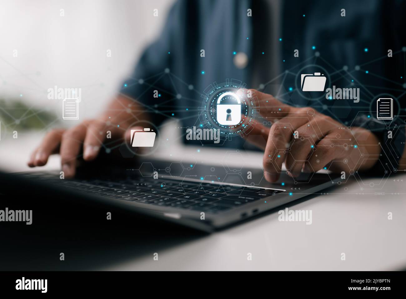 Documento di sicurezza. Gestire i documenti (DMS). Crittografia. Documentazione online e archiviazione dei file. Accesso ai file di cloud computing. Foto Stock