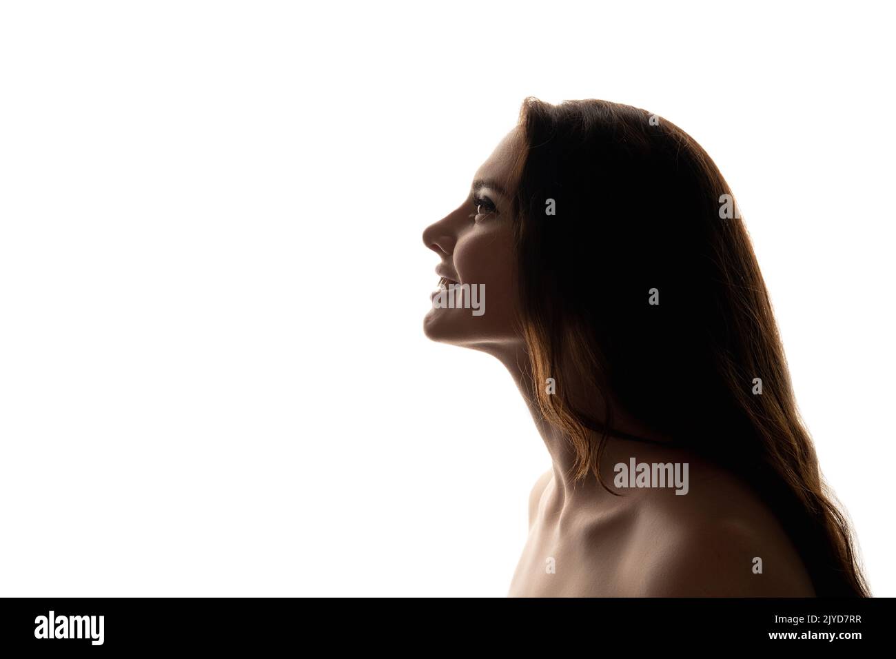 viso contornando terapia anti-invecchiamento donna felice Foto Stock