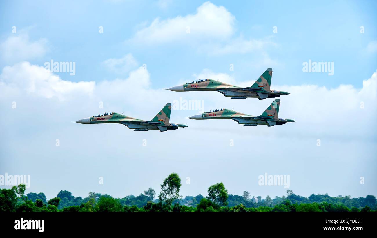 sukhoi su 30 mk2 e su22M4 in una giornata di volo dimostrativa Foto Stock