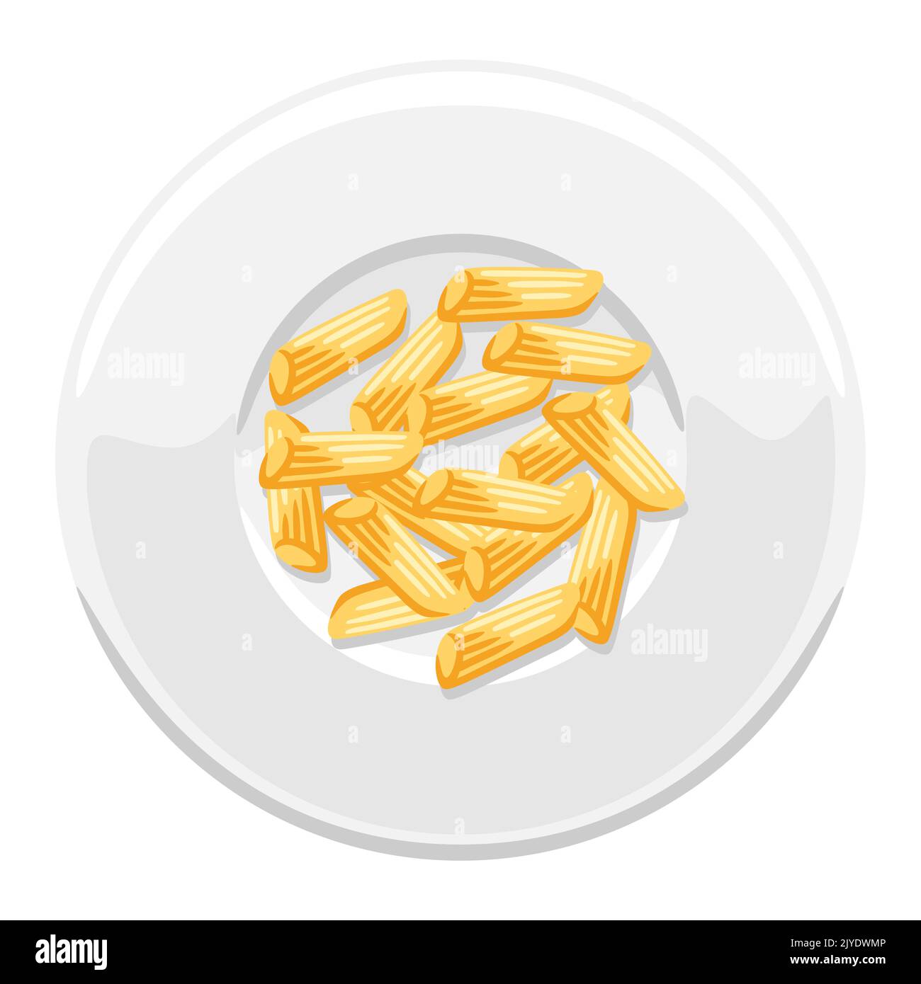 Illustrazione della penna di pasta italiana sul piatto. Immagine culinaria per menu e ristoranti. Illustrazione Vettoriale