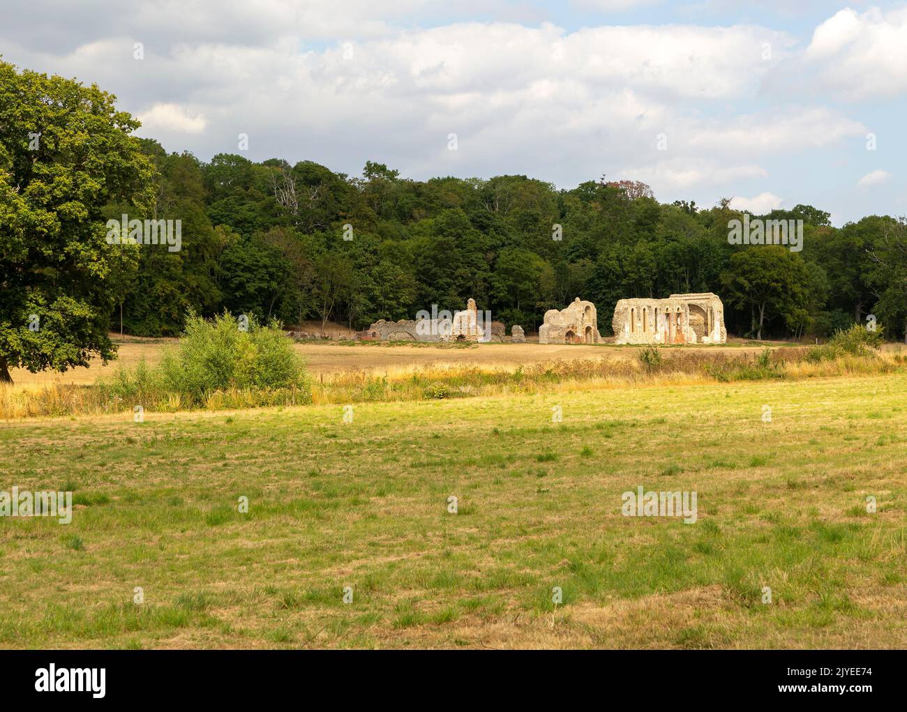 Rovine dell'abbazia di Sibton, edificio dell'abbazia cistercense, Suffolk, Inghilterra, Regno Unito fondato nel 1150 Foto Stock