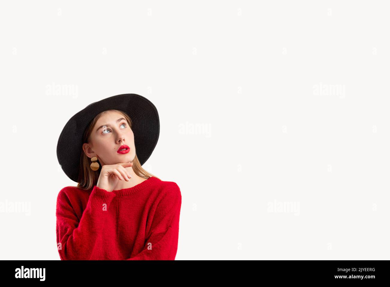 dubitful modello femminile creare idea tendenza look Foto Stock