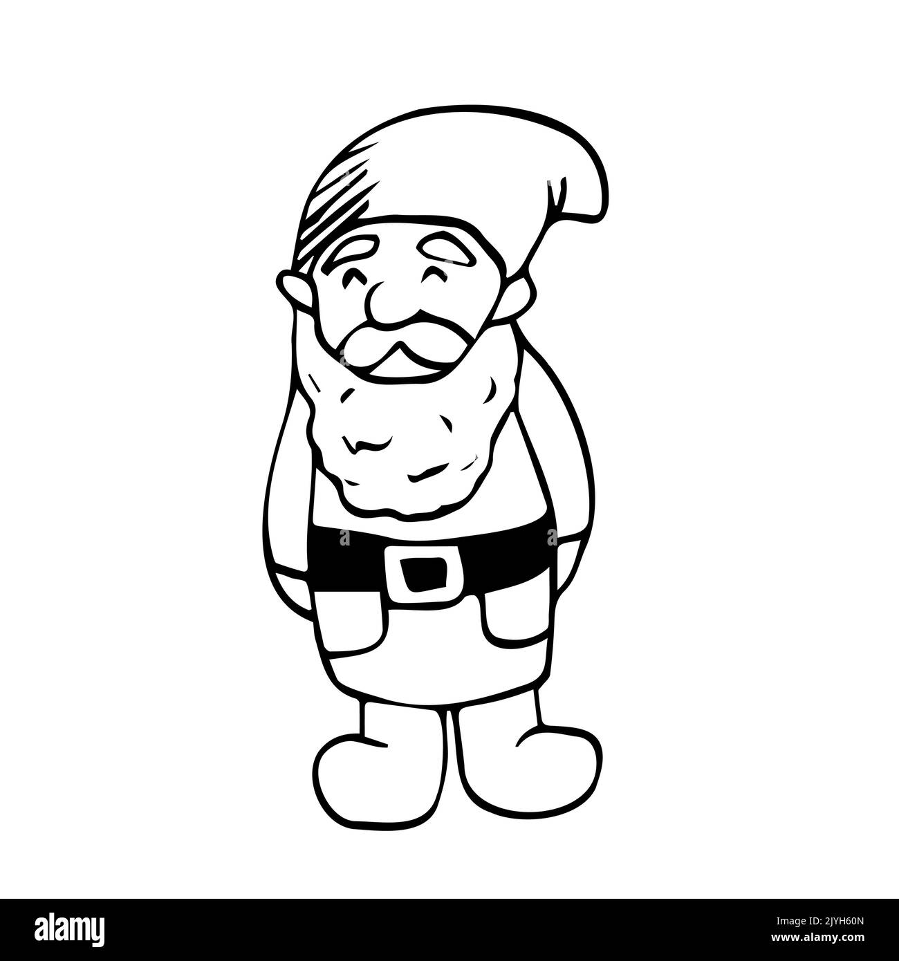 Gnome da giardino disegnato a mano, illustrazione vettoriale. Nano disegnato a mano Illustrazione Vettoriale