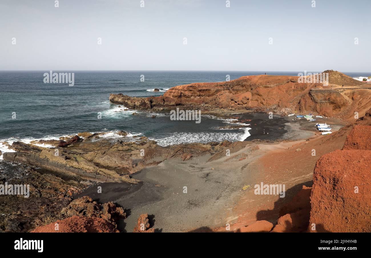 Baia Playa el Golfo, Isole Canarie, Lanzarote, Yaiza Foto Stock