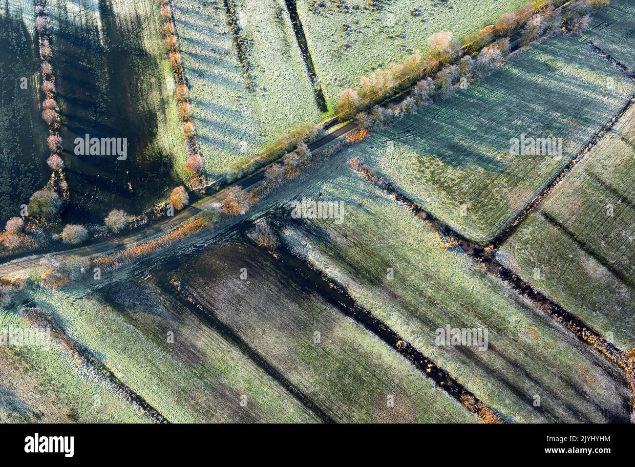 Riserva naturale Bourgoyen-Ossemeersen, veduta aerea, Belgio, Fiandre Orientali Foto Stock