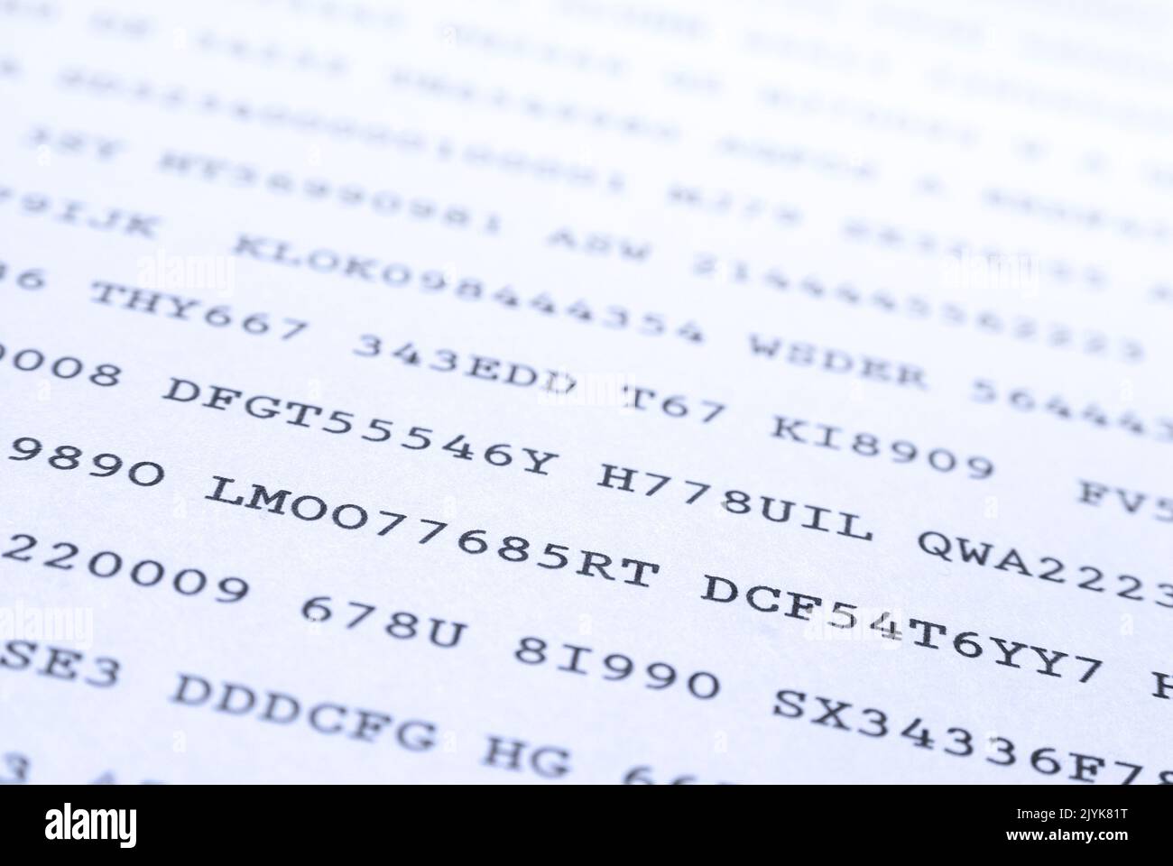 Codici segreti stampati su sfondo a cornice intero Foto Stock