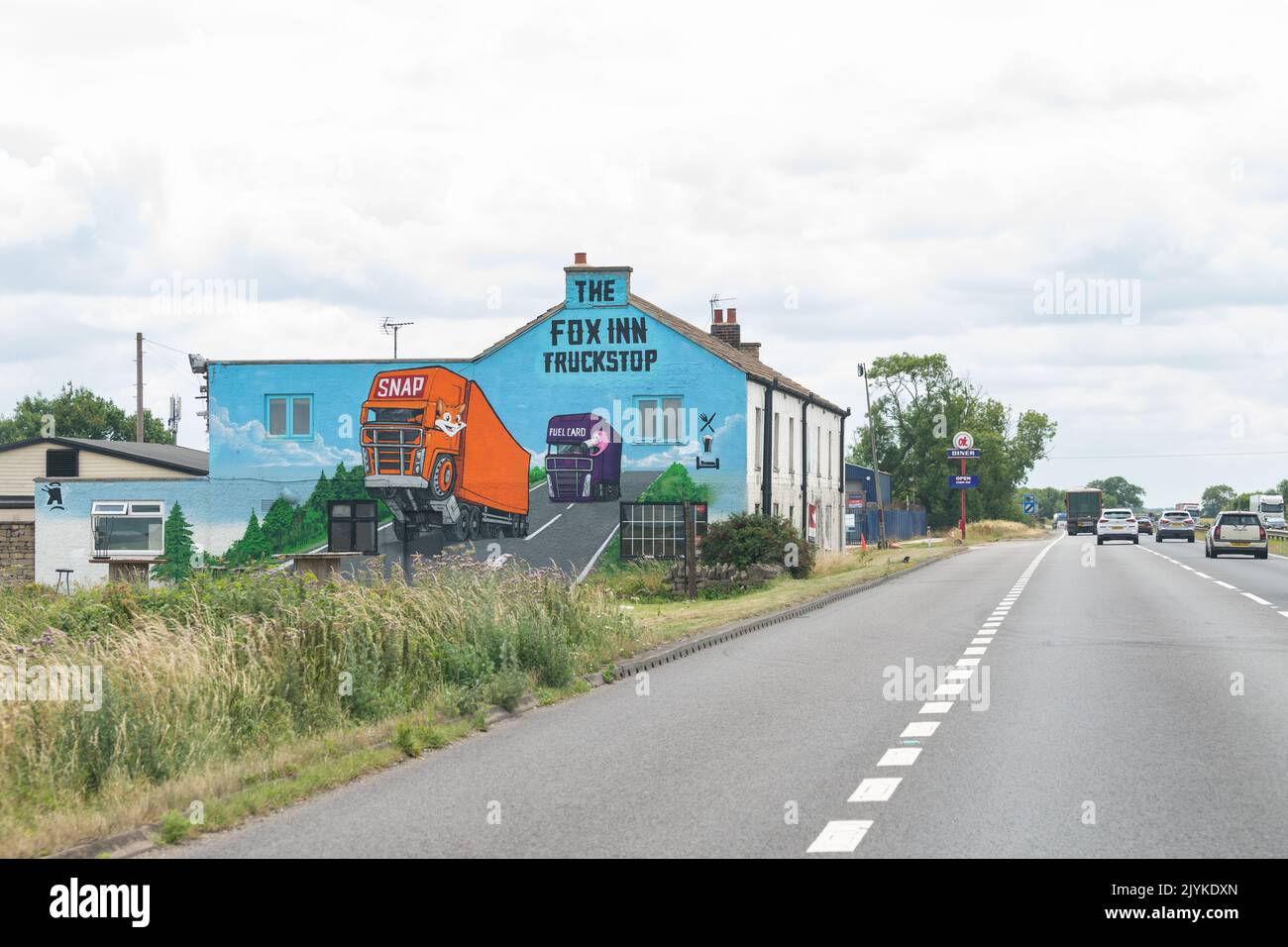 The Fox Inn Truckstop, A1 Southbound Services, Grantham, Inghilterra, Regno Unito Foto Stock
