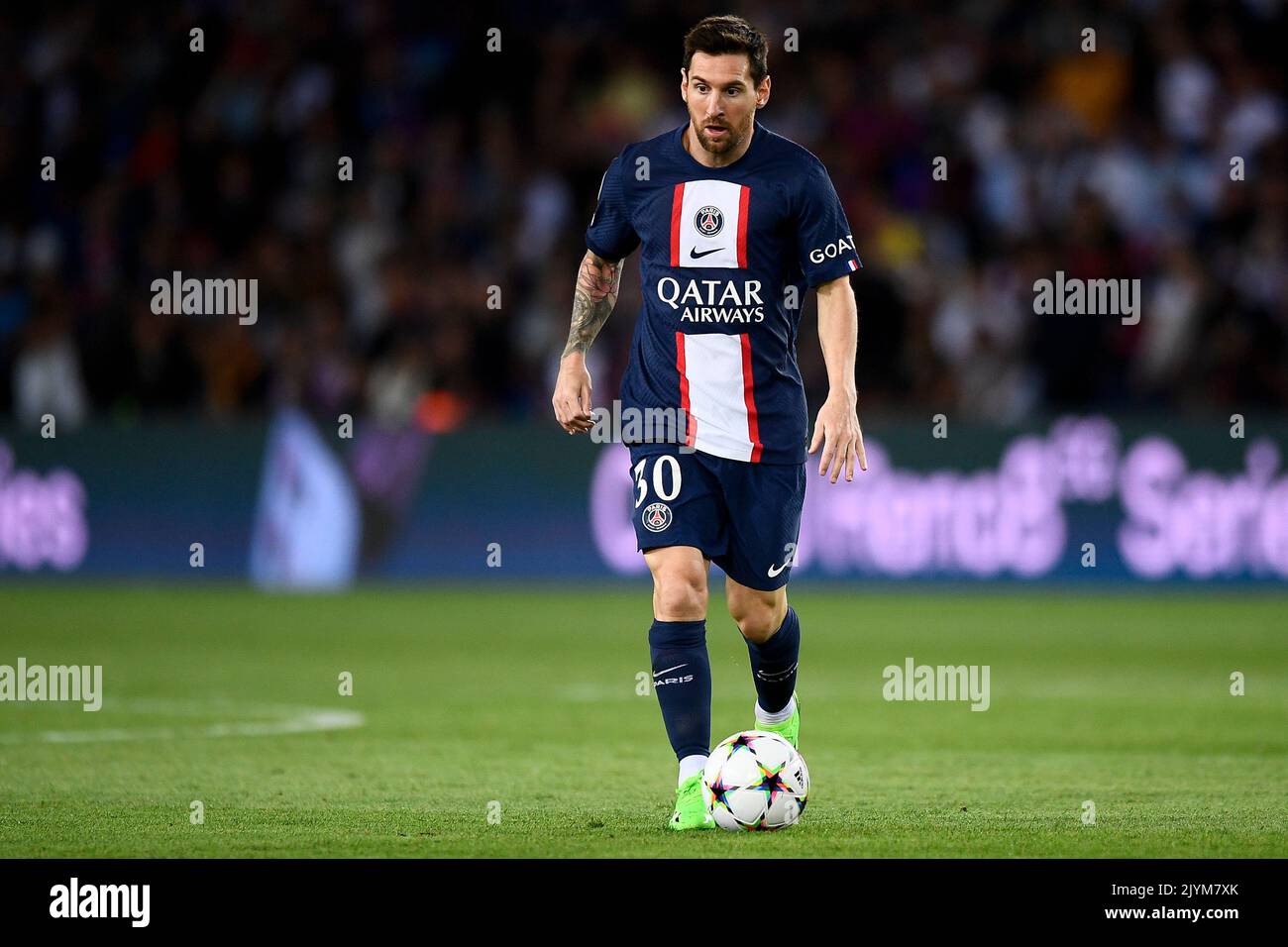 Parigi, Francia. 06 settembre 2022. Lionel messi del Paris Saint-Germain FC in azione durante la partita di calcio della UEFA Champions League tra il Paris Saint-Germain FC e il Juventus FC. Credit: Nicolò campo/Alamy Live News Foto Stock
