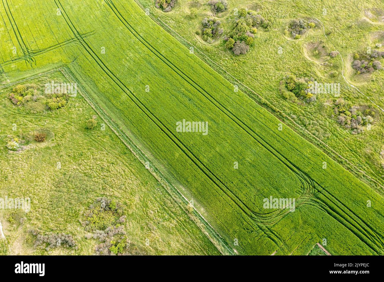 Campi coltivati e terreni desolati sulle