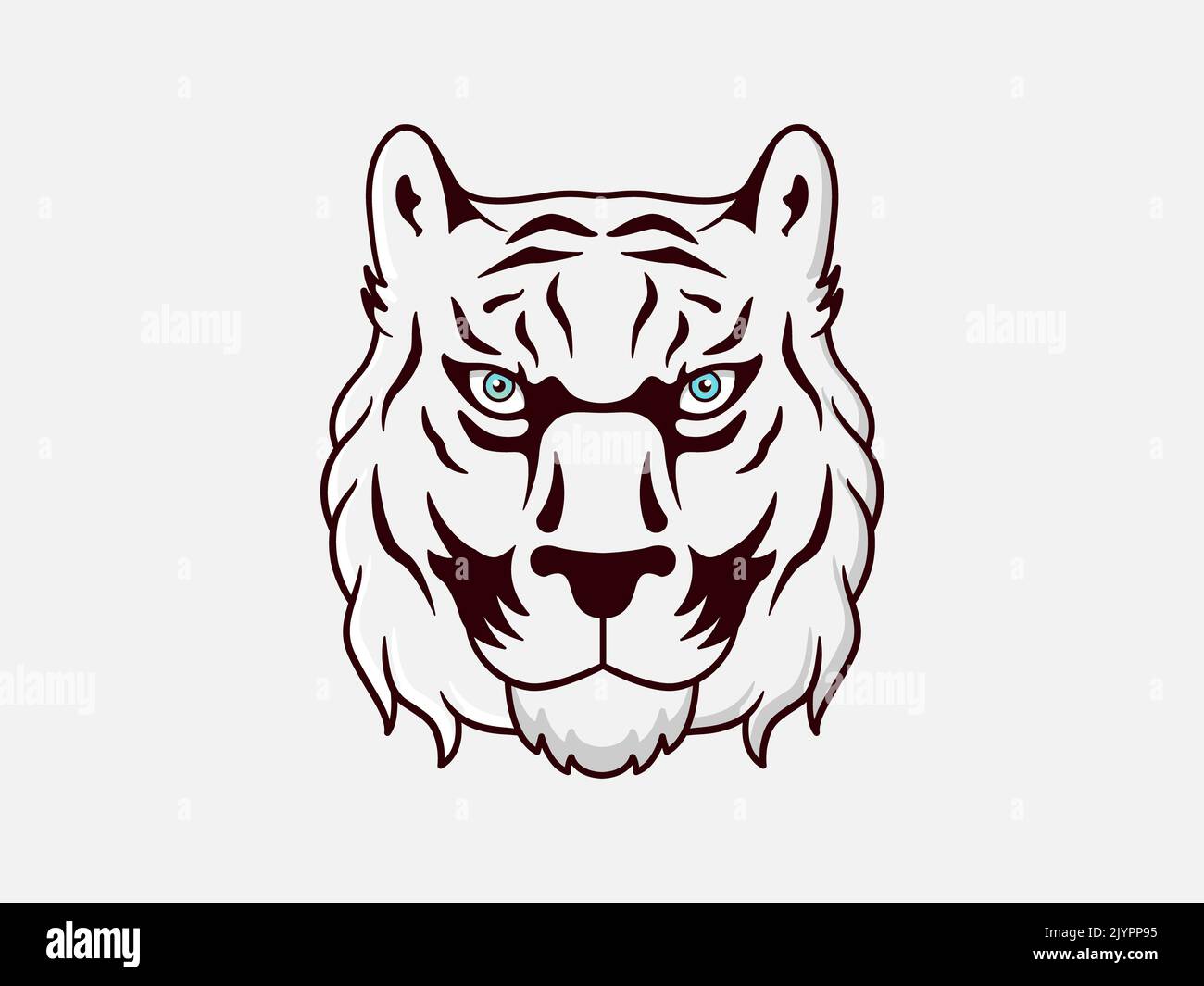 Logo Tiger Head su sfondo bianco isolato. Illustrazione clipart. Foto Stock