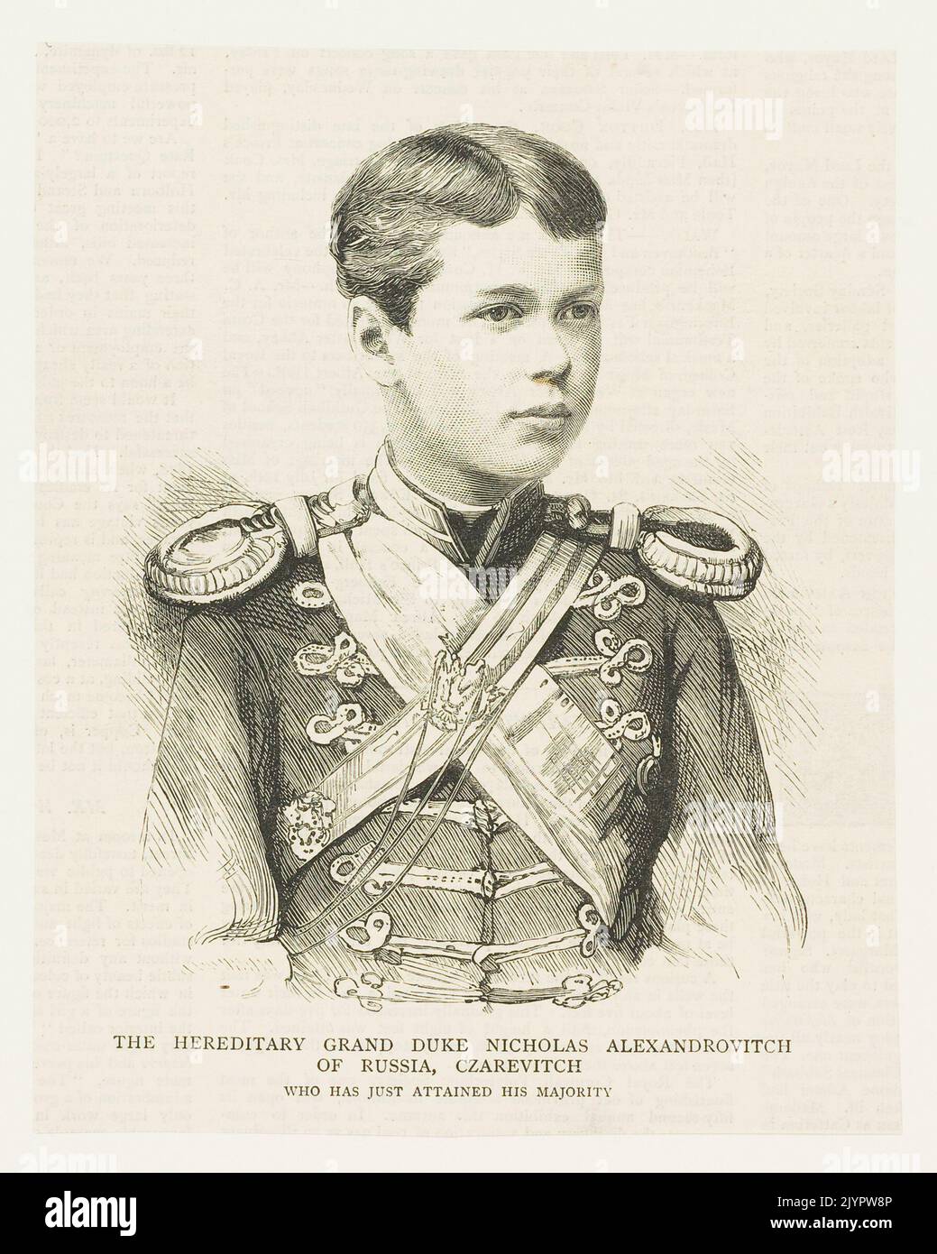 Nicola Alessandrovitch di Russia, il Granduca ereditario, faceva parte della famiglia imperiale russa. Era il figlio maggiore del granduca Alexander Mikhailovich e un membro della dinastia Romanov. La vita di Nicola fu segnata dal suo ruolo nell'esercito russo e dal suo status di nobile nella Russia imperiale. Foto Stock