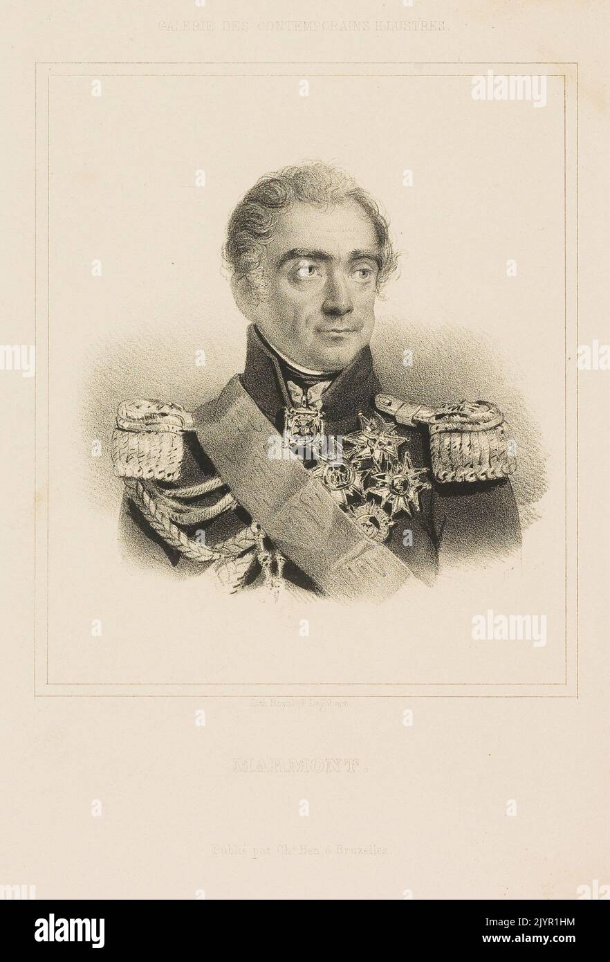 Marmont fu una figura di spicco nella storia militare francese, noto per il suo servizio sotto Napoleone Bonaparte. Ha svolto ruoli significativi in varie campagne ed è ricordato per i suoi contributi alla strategia militare. Foto Stock