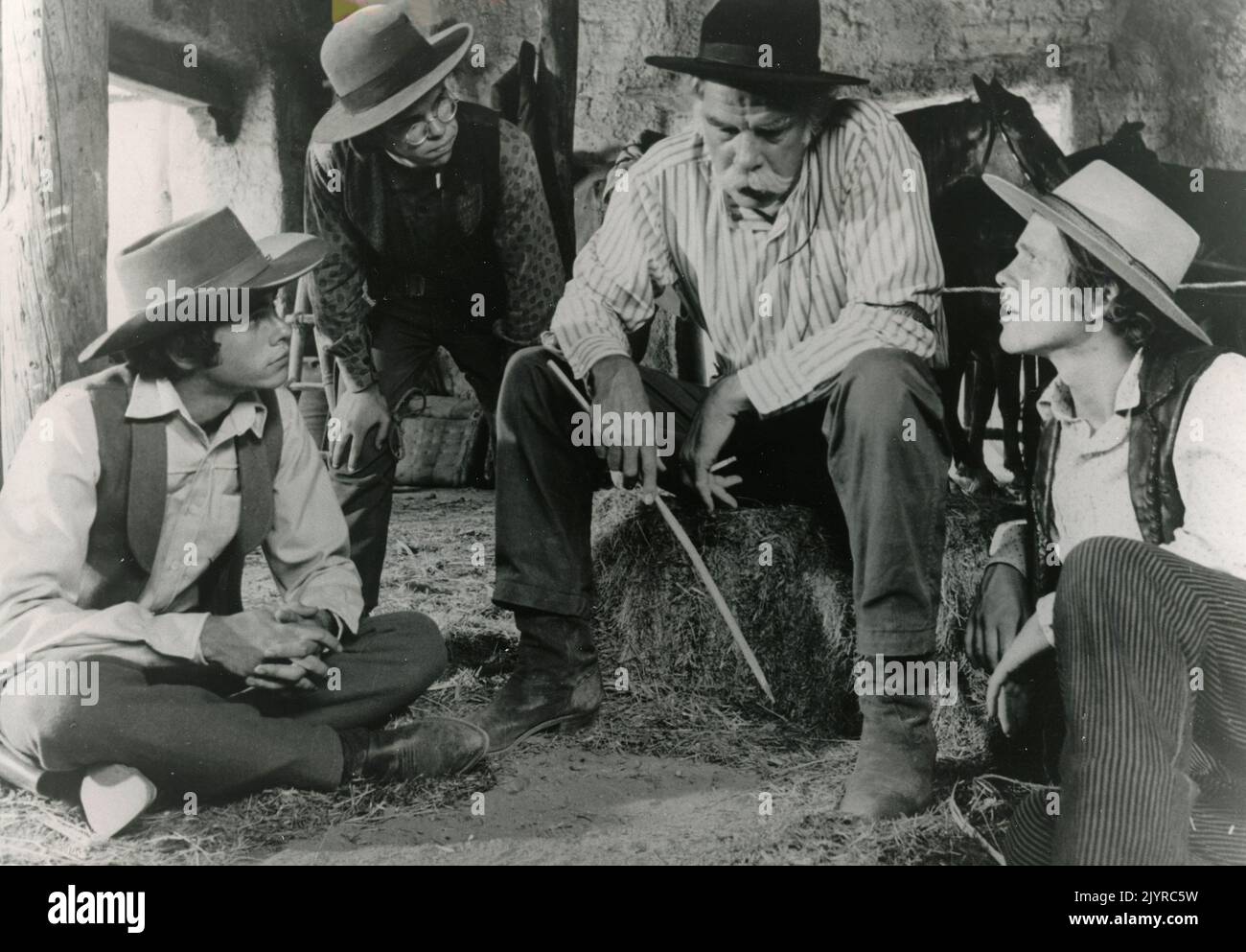 Attori Gary Grimes, Charlie Martin Smith, Lee Marvin e Ron Howard nel film The Spikes Gang, USA 1974 Foto Stock