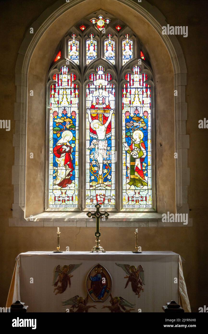The Alter in St Andrews Church Nether Wallop, Hampshire, Inghilterra Foto Stock