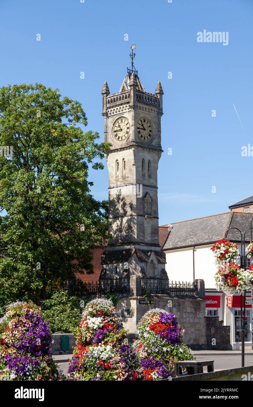 14th ° secolo Salisbury Torre dell'orologio, Fisherton Street, Salisbury, Wiltshire, Inghilterra Foto Stock