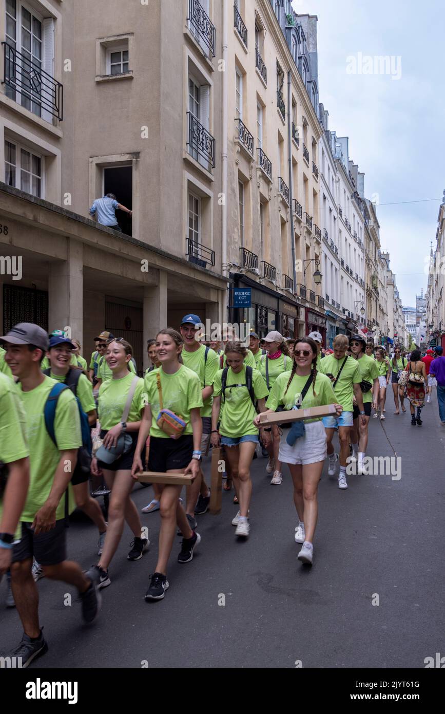 Gruppo di scolari sudafricani in visita a Parigi, Francia Foto Stock