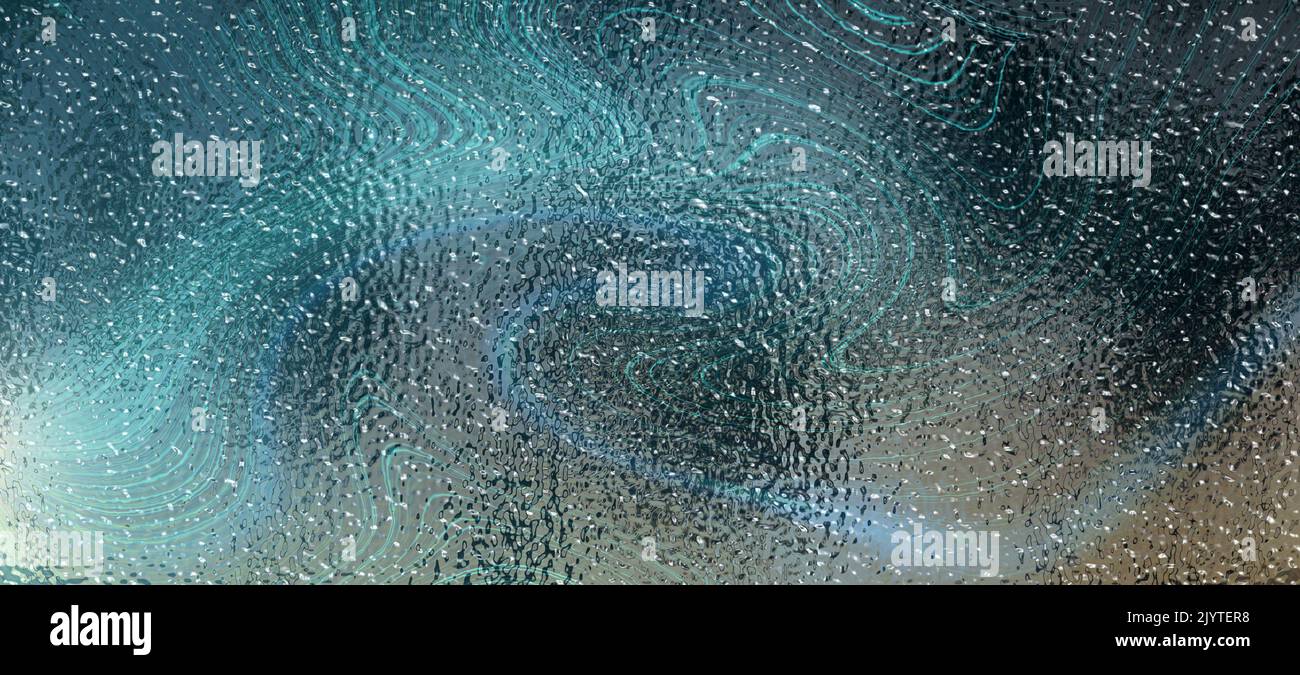 Superficie opaca multicolore. Vetro di plastica. Vetro della finestra invernale smerigliato. Sfondo trasparente sfumato blu scuro Foto Stock