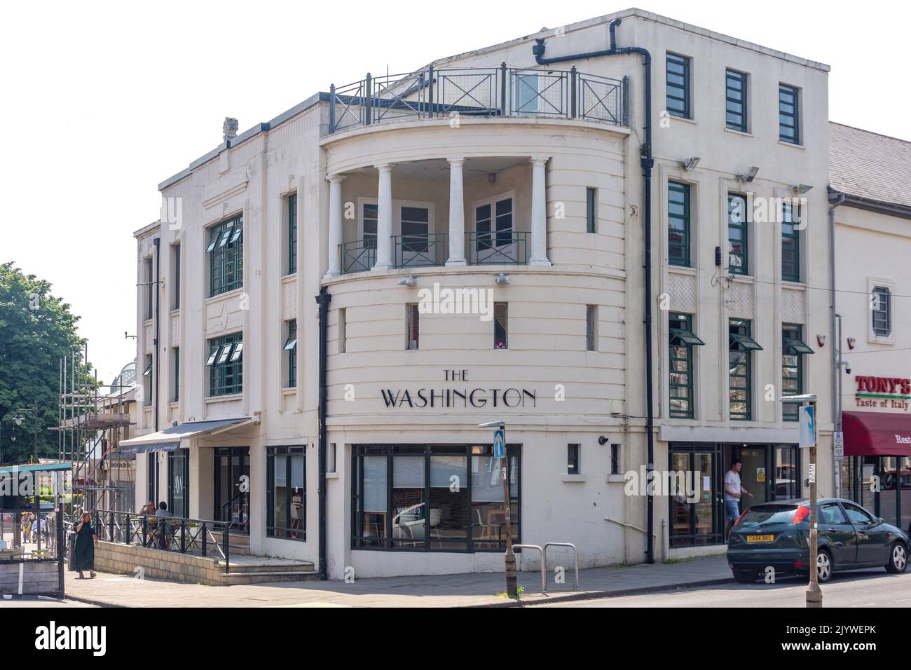 Art Deco The Washington Tearooms and Cinema, Stanwell Road, Penarth, vale of Glamorgan (Bro Morgannwg), Galles (Cymru), Regno Unito Foto Stock