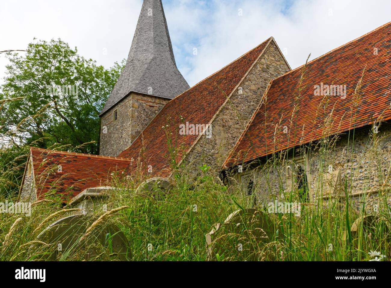 Chiesa di Berwick, Sussex orientale - San Michele e tutti gli Angeli Foto Stock