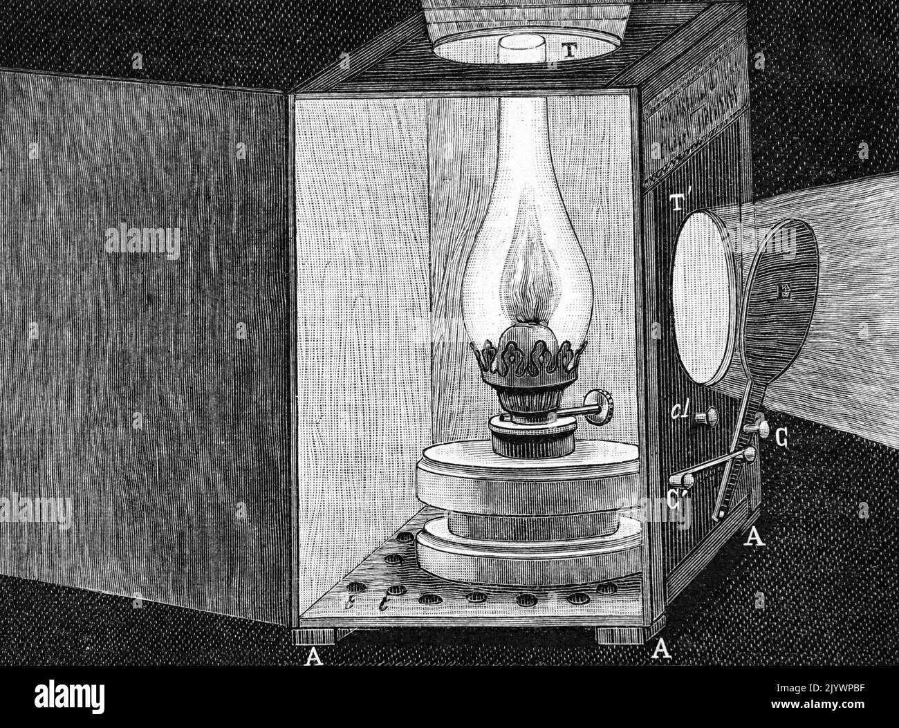 Illustrazione di un apparecchio di telegrafia ottica. Datato 19th ° secolo Foto Stock