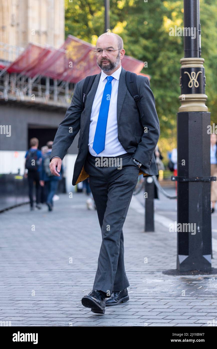 James Duddridge MP arriva alle Houses of Parliament, Westminster, Londra, Regno Unito, dopo una pausa estiva. Nuovo Ministro di Stato alla DIT Foto Stock