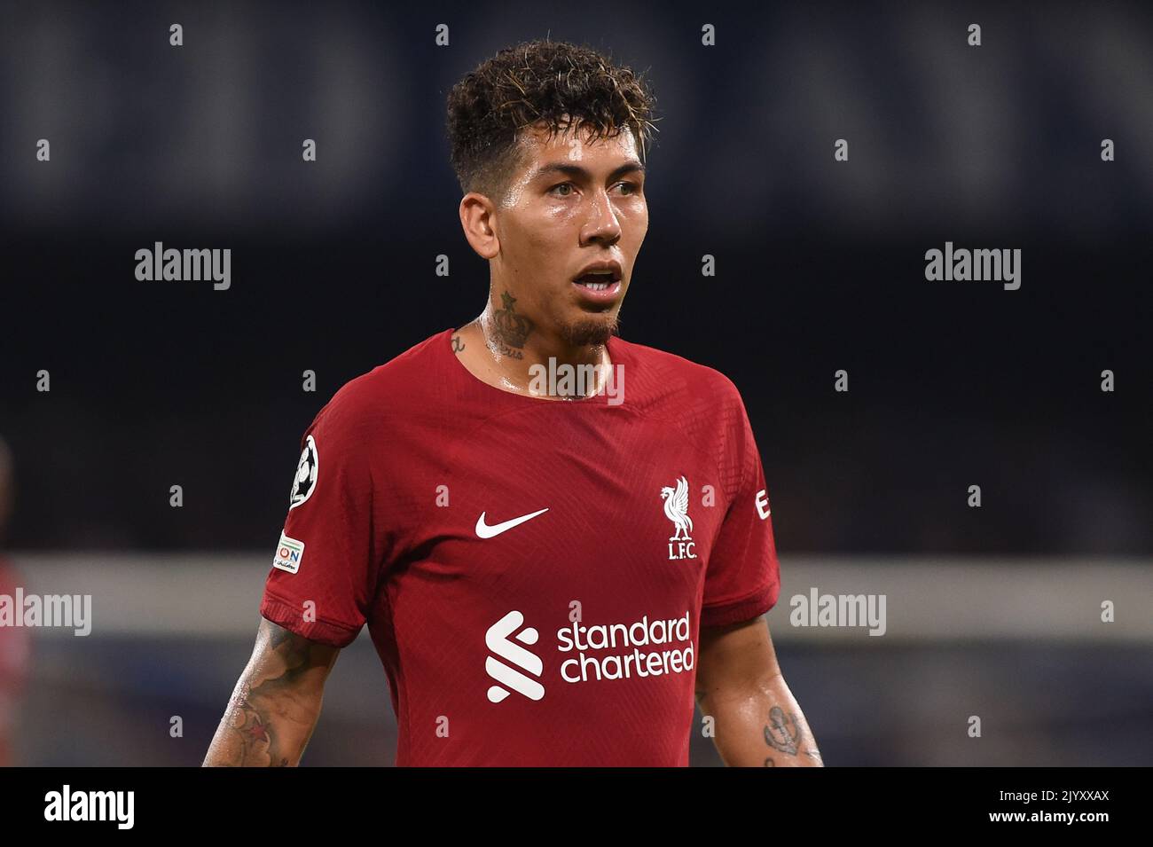 Napoli, Italia. 7 Set, 2022. Roberto Firmino del Liverpool FC durante la partita della UEFA Champions League tra SSC Napoli e Liverpool FC allo Stadio Diego Armando Maradona Napoli Italia il 07 settembre 2022. Credit: Franco Romano/Alamy Live News Foto Stock