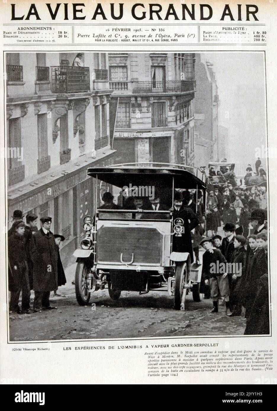 Autobus omnibus vintage a Nizza, Francia, 1905 Foto Stock