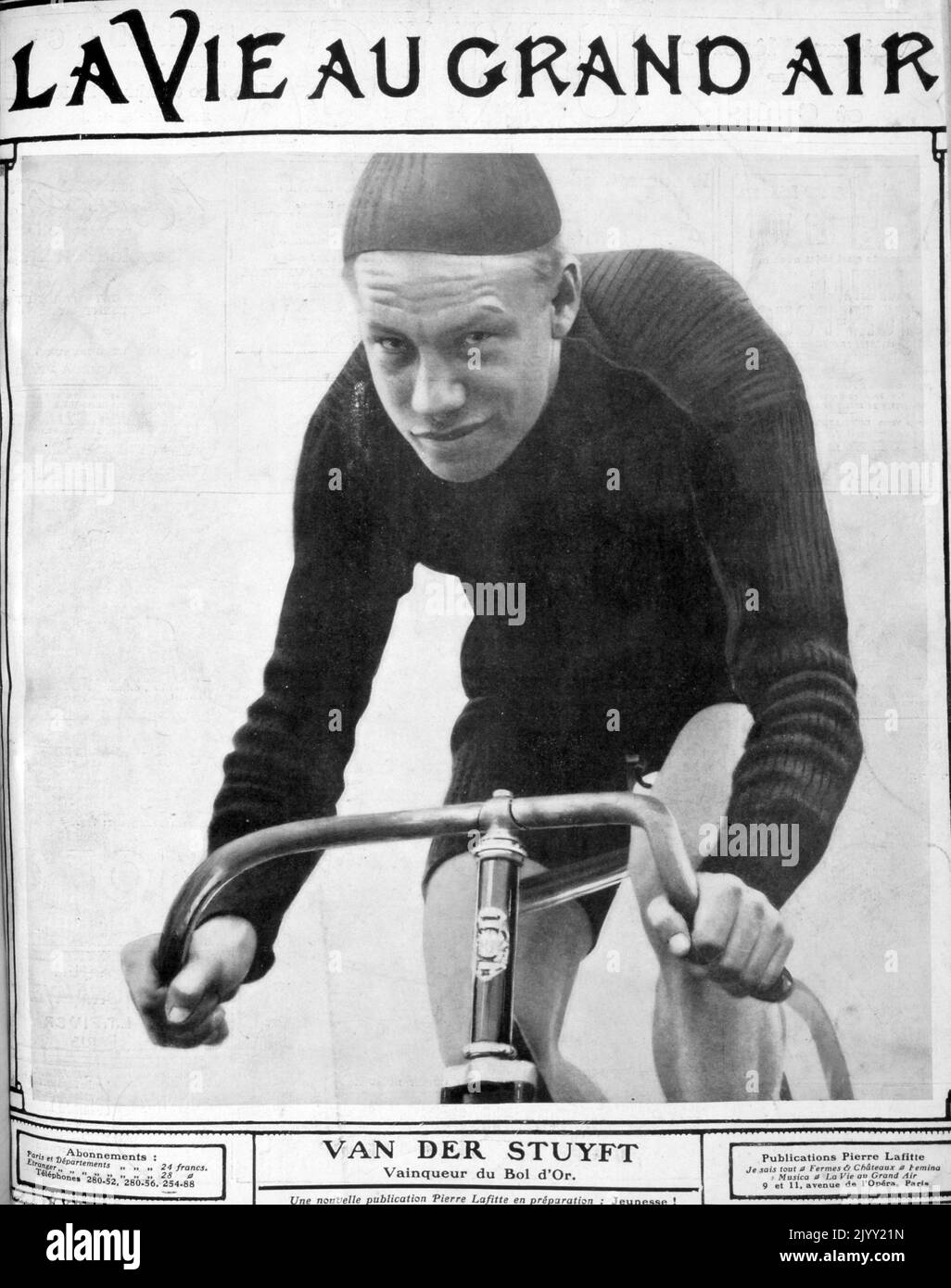 Arthur Vanderstuyft (1883 - 1956), ciclista belga. Ha gareggiato in corse automobilistiche nella categoria professionisti e ha vinto tre medaglie ai campionati del mondo nel 1904, 1906 e 1908. Come ciclista ha gareggiato in dieci gare di sei giorni e due volte ha finito al secondo posto: Nel 1904 a New York e nel 1912 a Bruxelles. Foto Stock