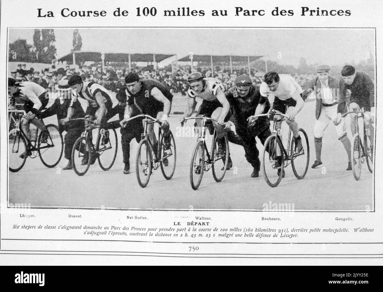 Ciclisti al Parc des Princes 100 km di gara, Parigi, 1905 Foto Stock