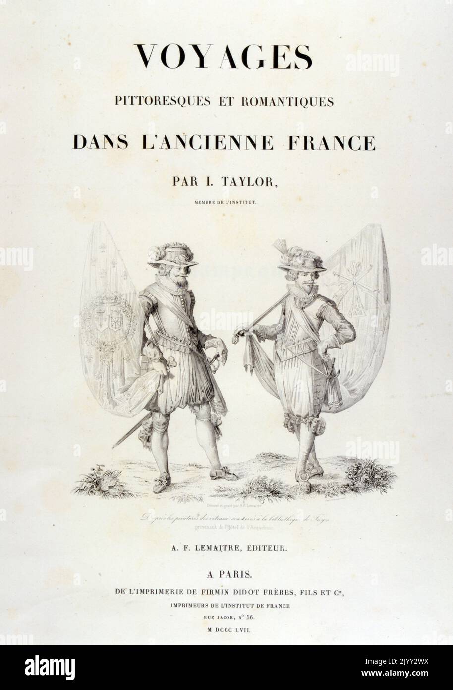 Illustrazione dei soldati francesi del 17th° secolo in uniforme (1857) Foto Stock